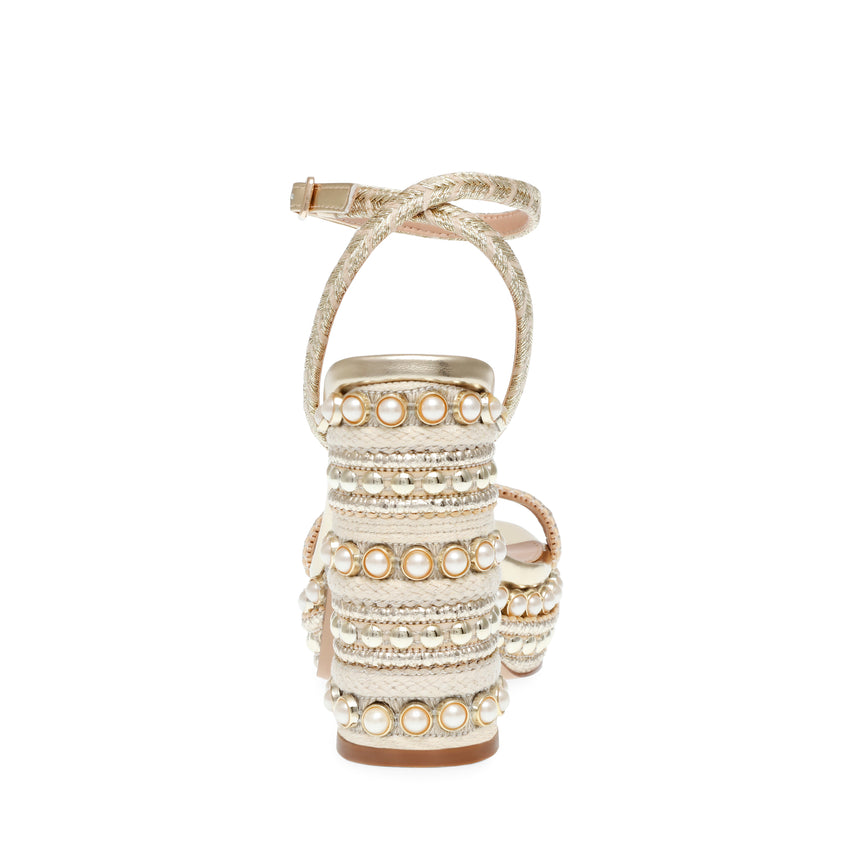 Maldives Gold Multi Sandalias de Tacon Doradas Multicolor para Mujer