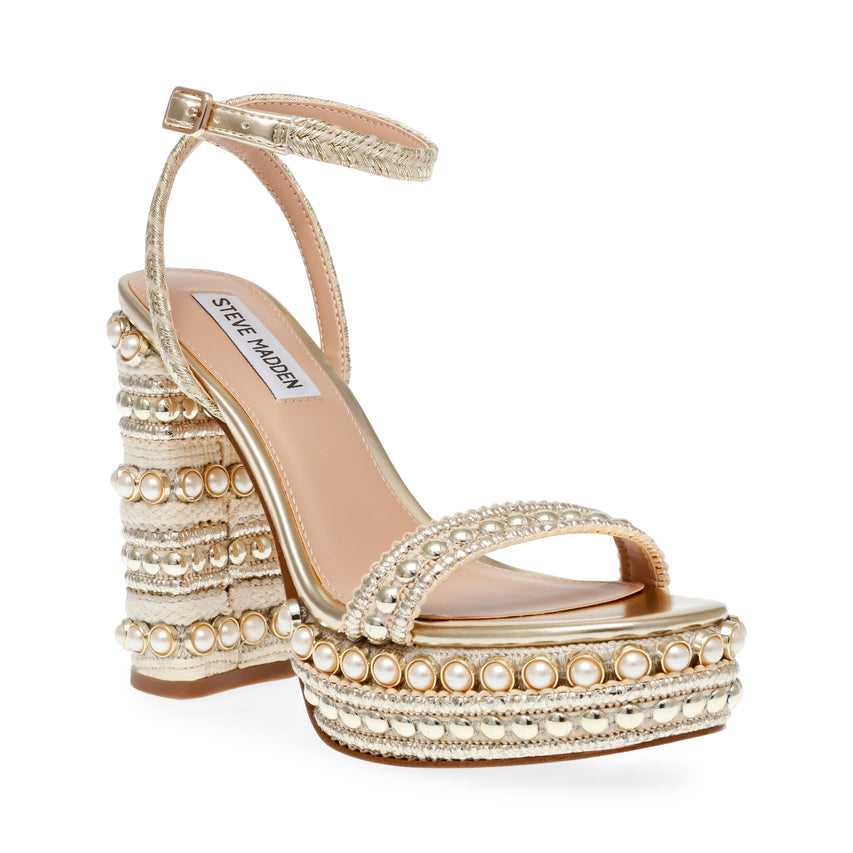Maldives Gold Multi Sandalias de Tacon Doradas Multicolor