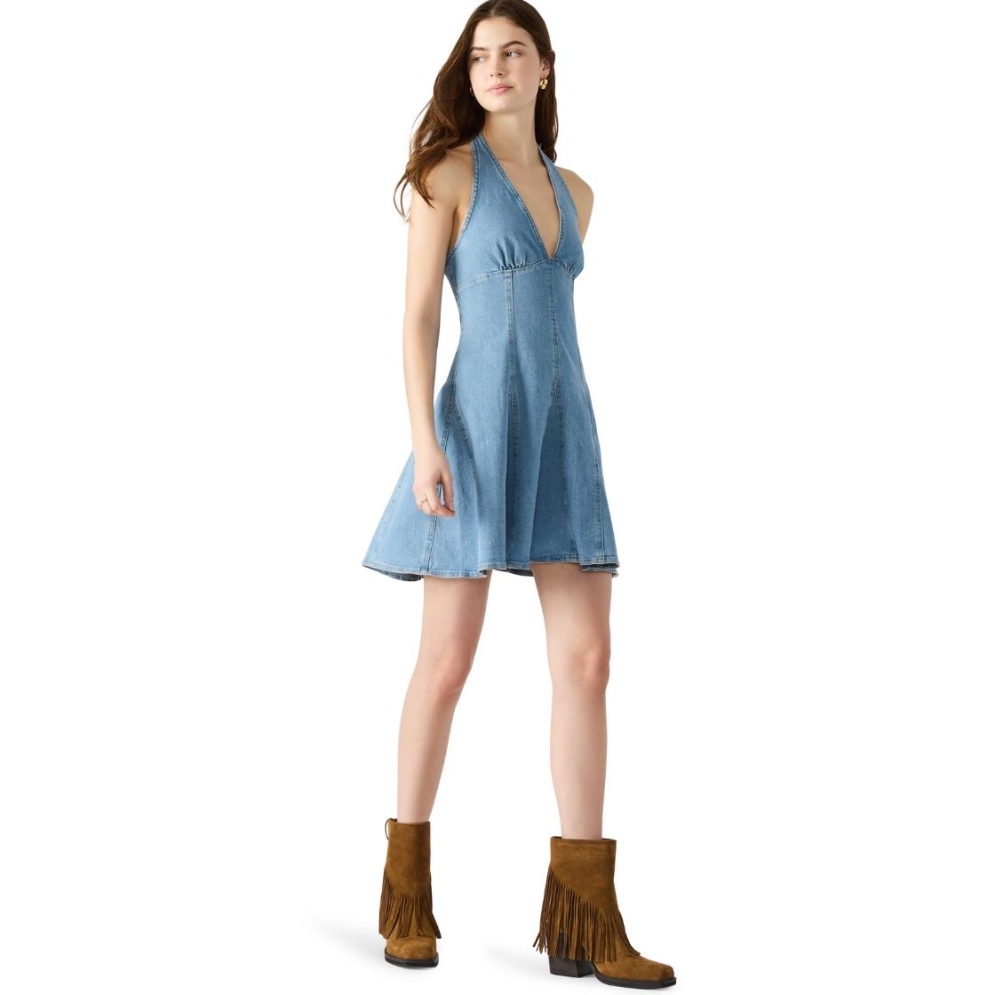 Malia Dress Medi Blue Vestido Halter Azul