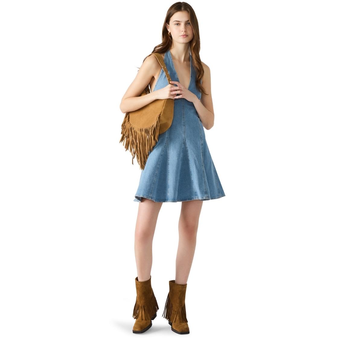 Malia Dress Medi Blue Vestido Halter Para Mujer