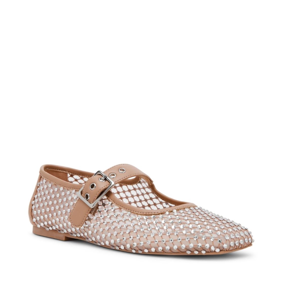 Marcela Tan Mesh Flats con Brillos Beige