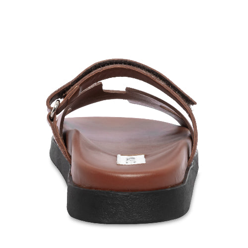 Mayven Camel Leather Sandalias Cafes para Mujer
