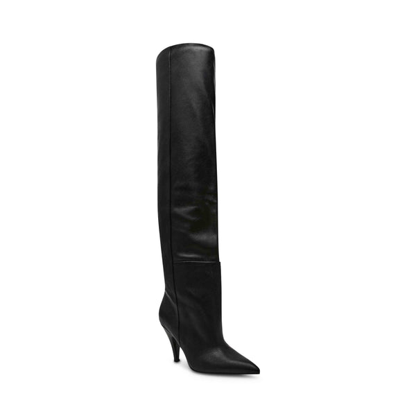 Mazer Black Leather Botas Largas Negras