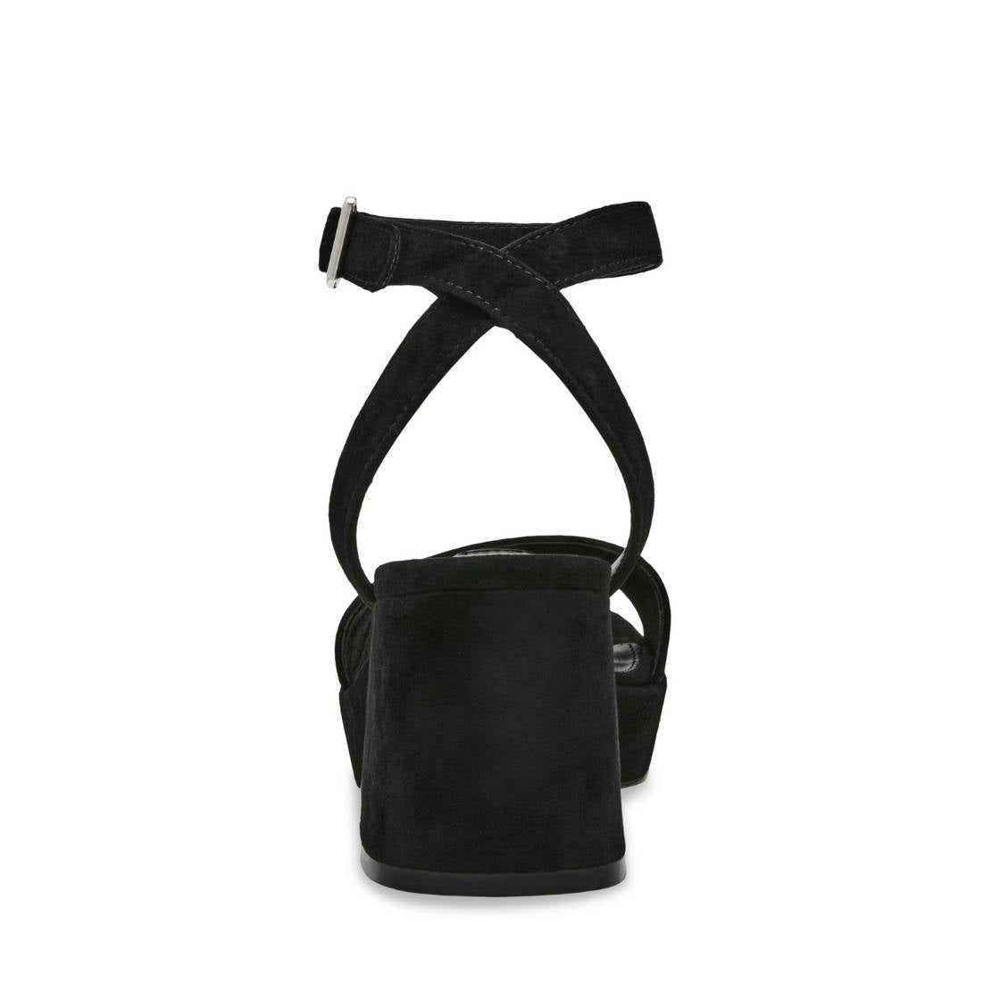 Mercerr Black Suede Sandalias de Tacon Negras para Mujer