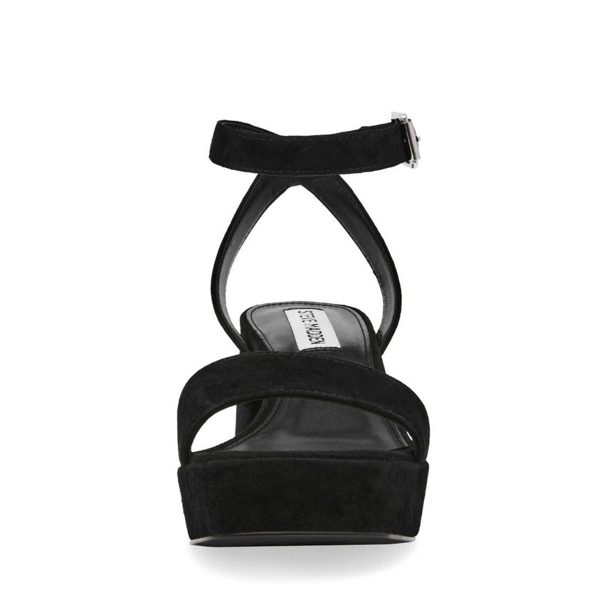 Mercerr Black Suede Sandalias de Tacon para Mujer