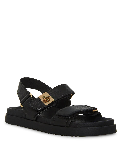 Mona Black Leather Sandalias de Piel Negras 