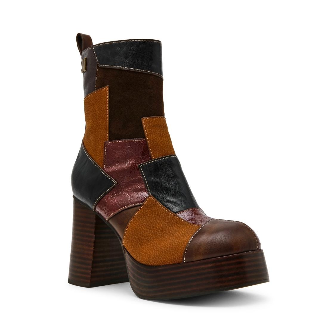 Monsta Brown Multi Botines con Patrones Cafes