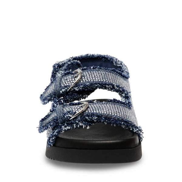 Montel Blue Denim Sandalias de Piso de Mezclilla para Mujer