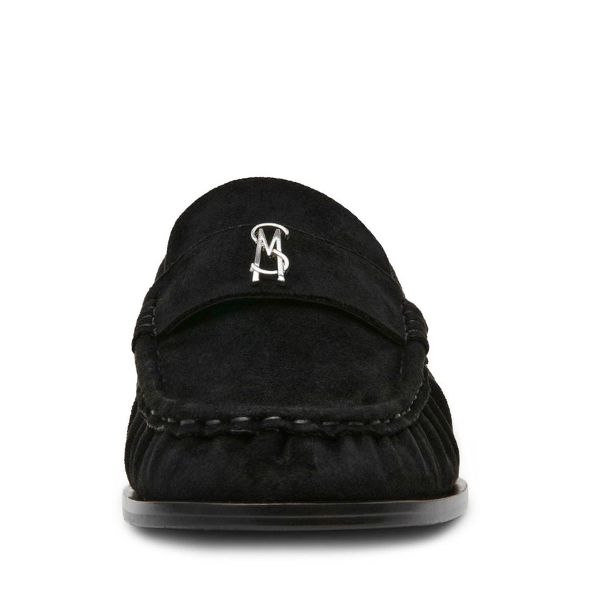 Morgen Black Suede Mocasines de Gamuza Para Mujer