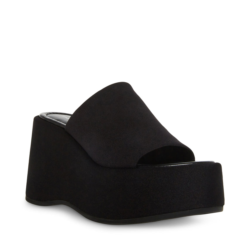 Nico Black Fabric Sandalias de Plataforma Negra