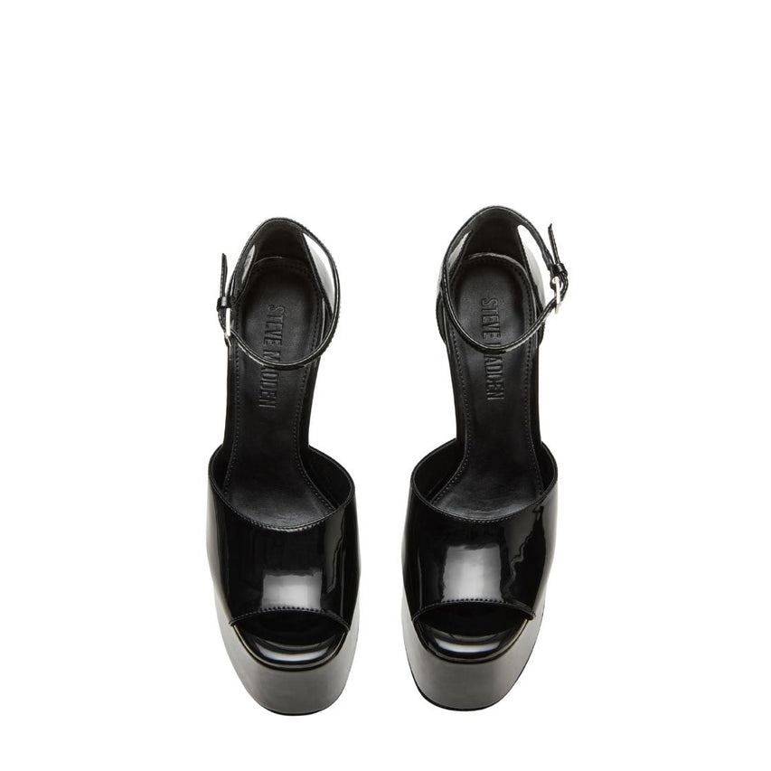 Nightfall Black Patent Sandalias de Tacon para Mujer