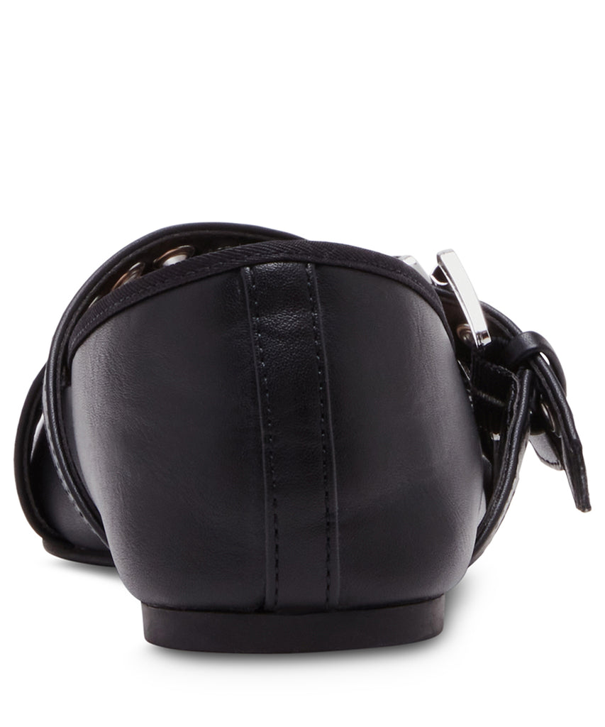 Pearll Black Black Flats con Hebillas Negros para Mujer
