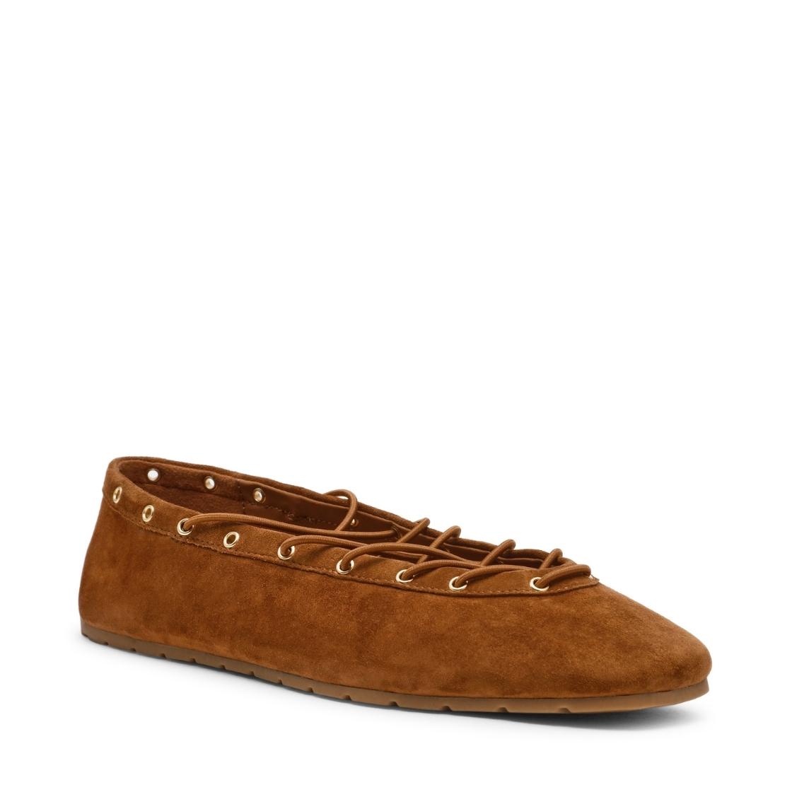 Pointe Chestnut Suede Flats de Gamuza Cafes