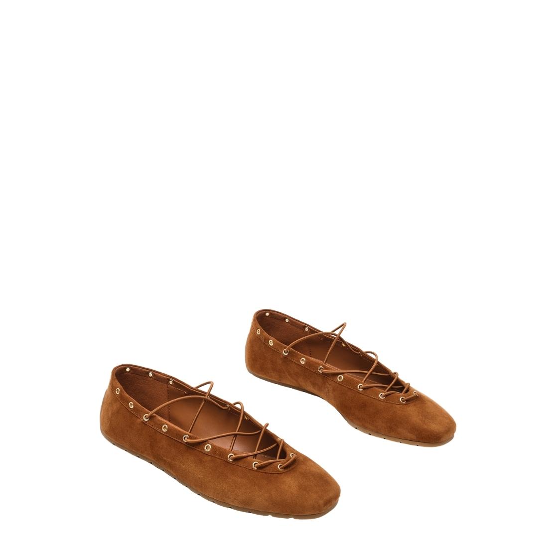 Pointe Chestnut Suede Flats de Gamuza Tipo Balerinas Cafes