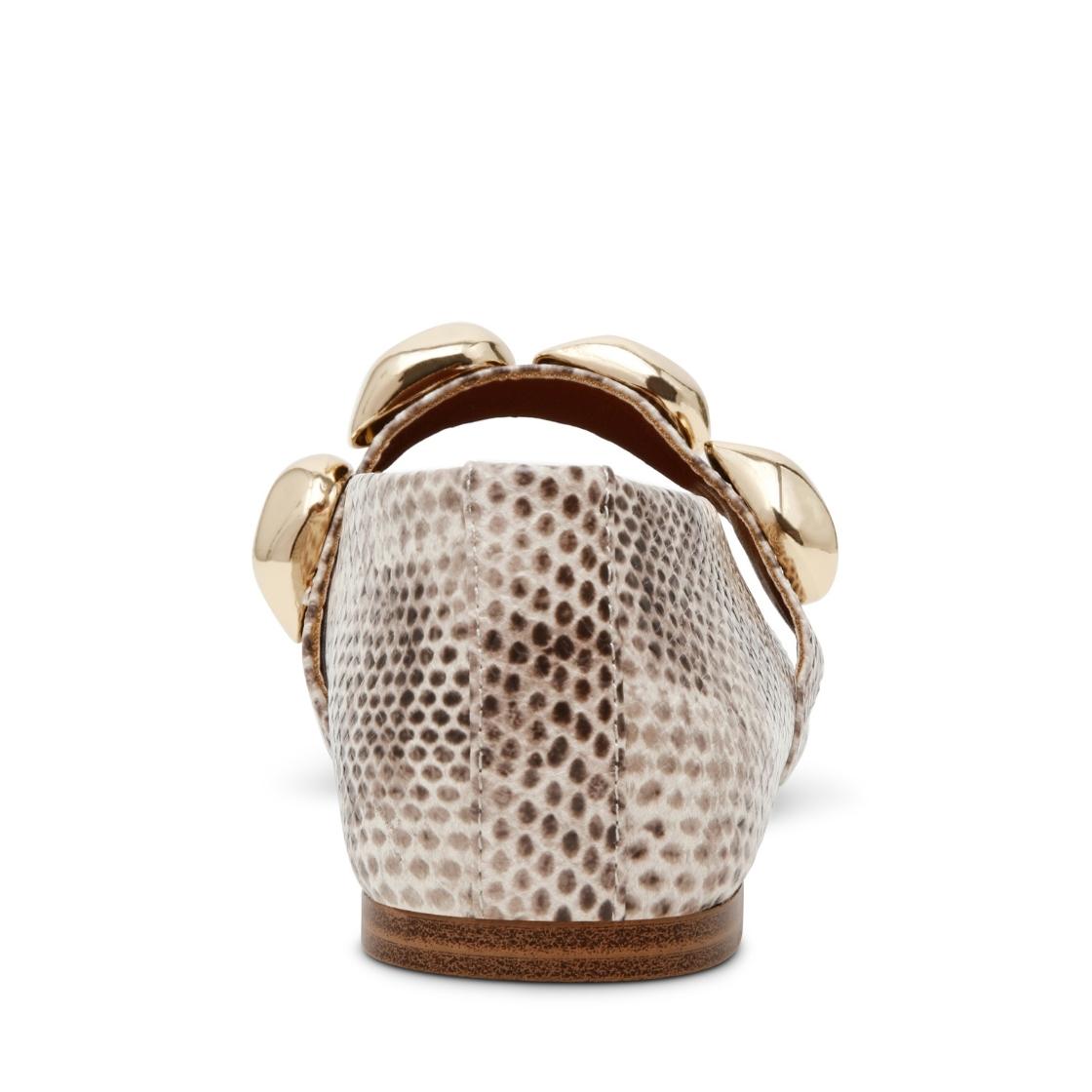 Poppin Natural Snake Flats Beige Para Mujer
