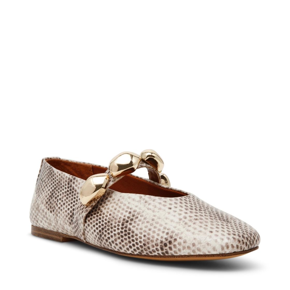 Poppin Natural Snake Flats Serpiente Beige Para Mujer