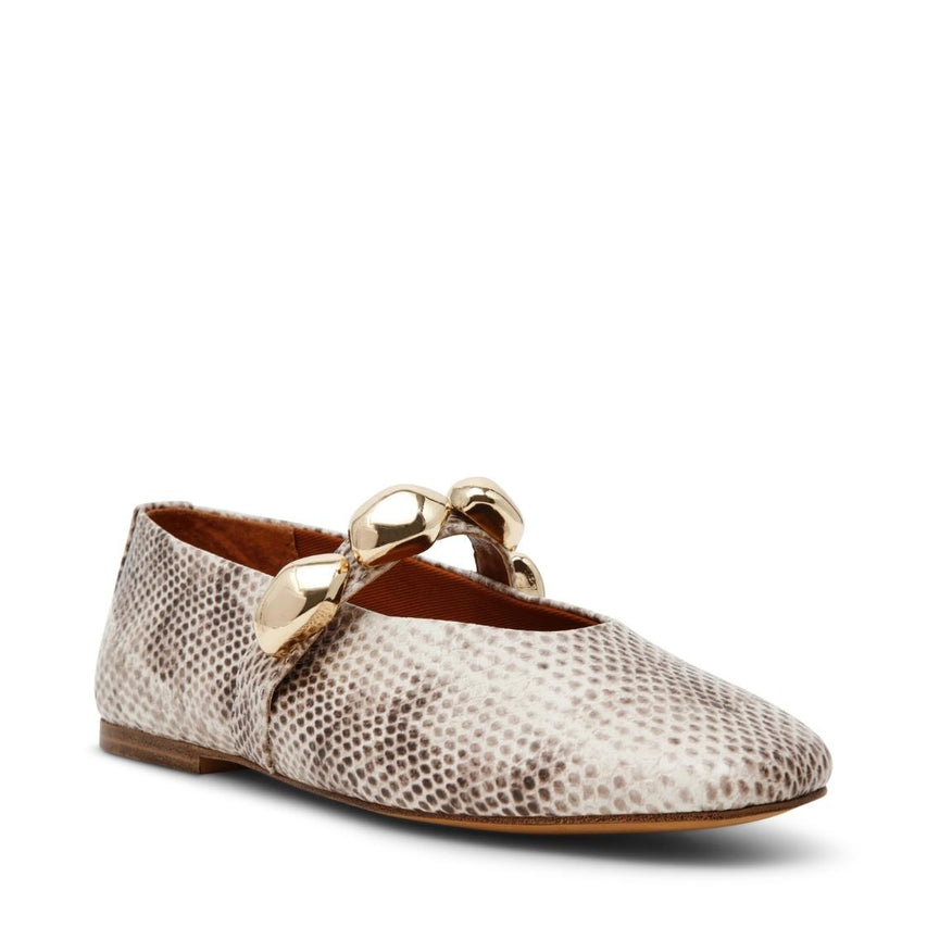 Poppin Natural Snake Flats Serpiente Beige Para Mujer