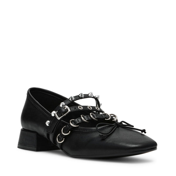 Preppy Black Leather Flats de Piel Negros