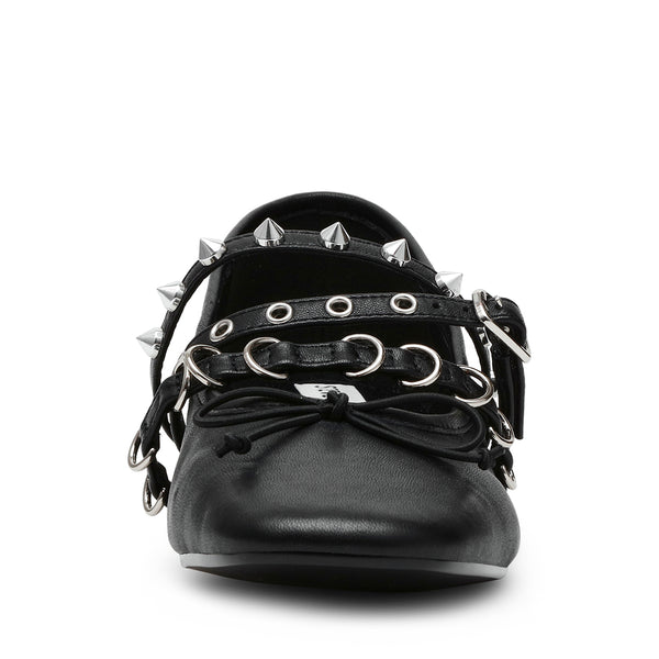 Preppy Black Leather Flats de Piel para Mujer