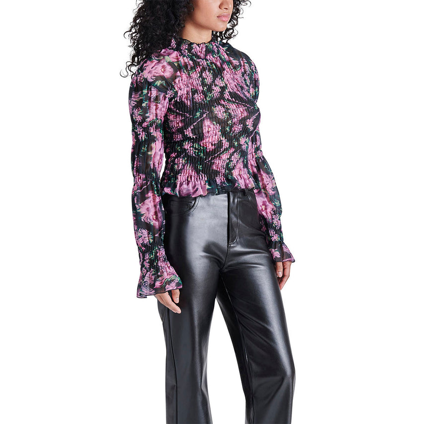 Presley Top Rose Blusa Floreada Rosa con Negro
