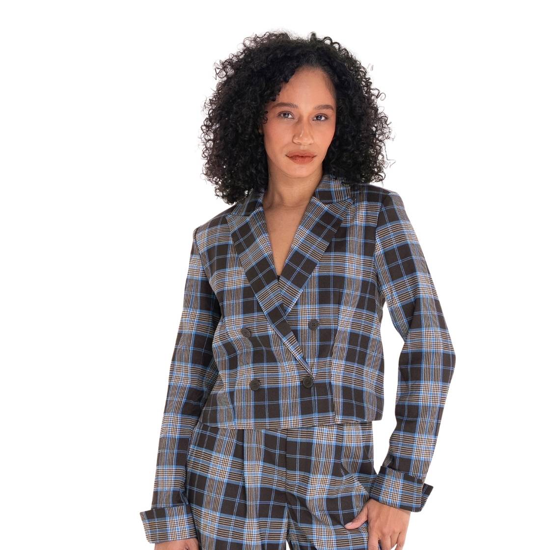 Rowane Blazer Brown Plaid