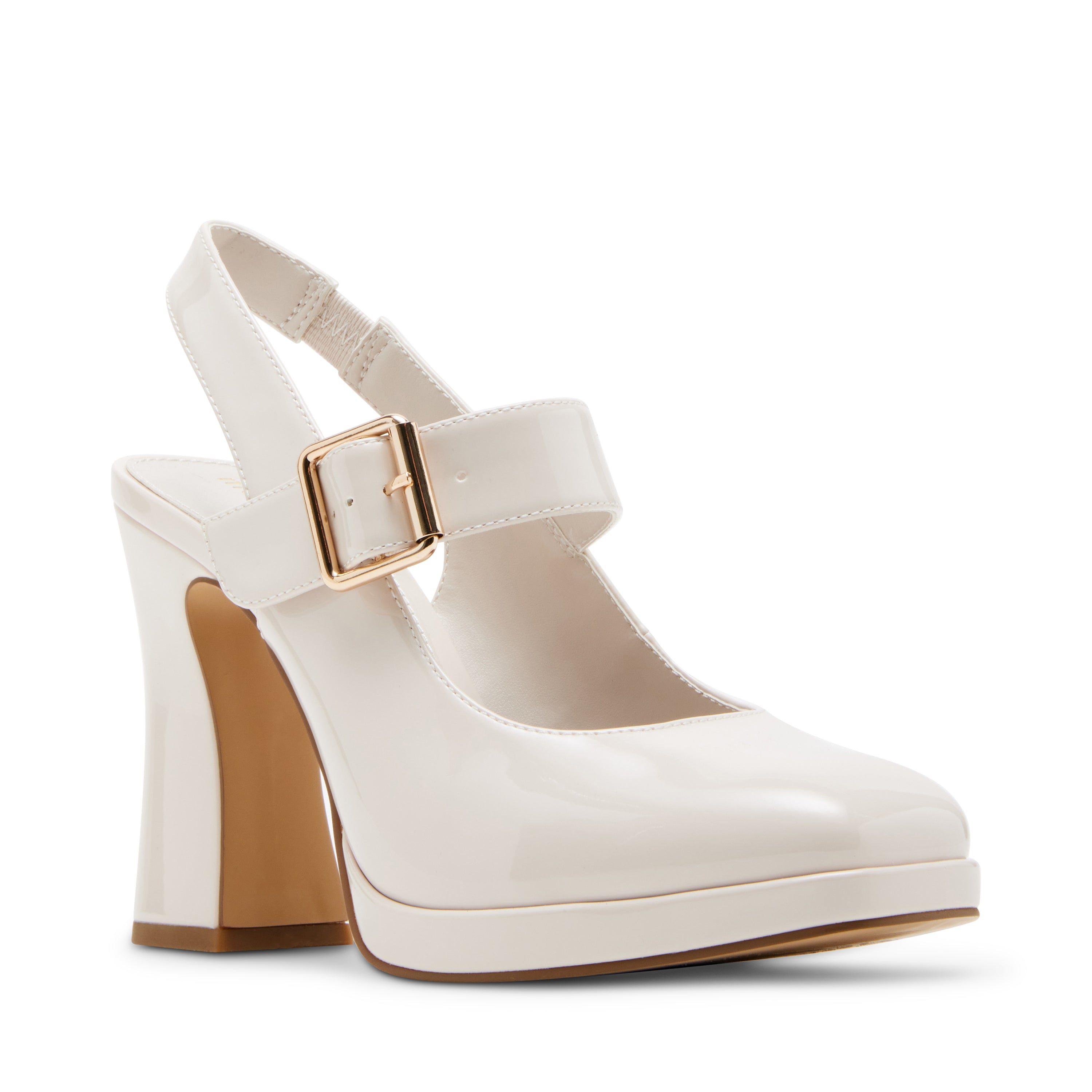 Sarahh Bone Patent Tacones Blancos