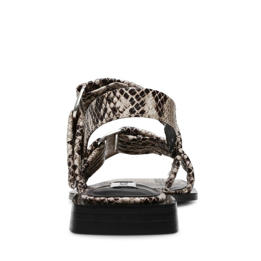 Saria Light Beige Snake Sandalias Blanco con Negro para Mujer