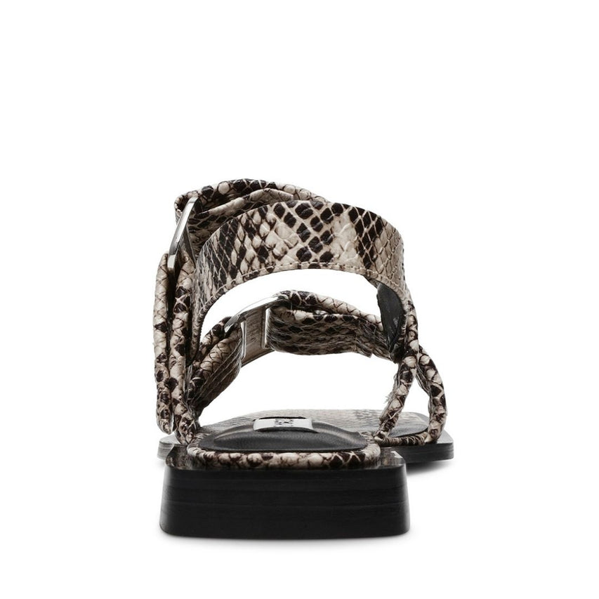 Saria Light Beige Snake Sandalias Blanco con Negro para Mujer
