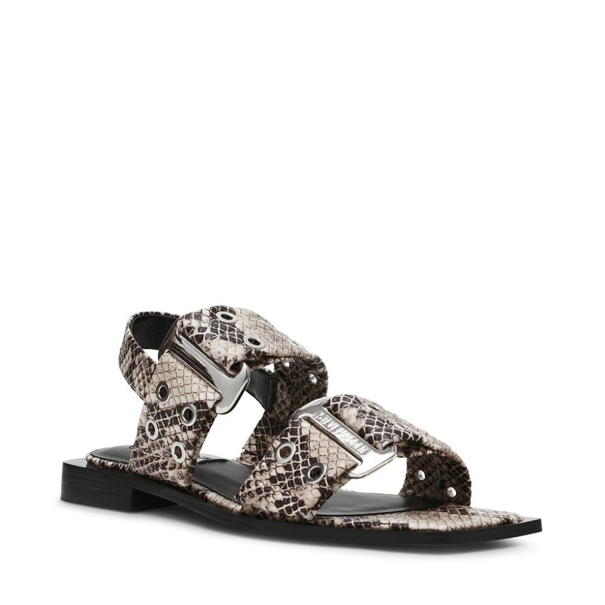 Saria Light Beige Snake Sandalias Blanco con Negro