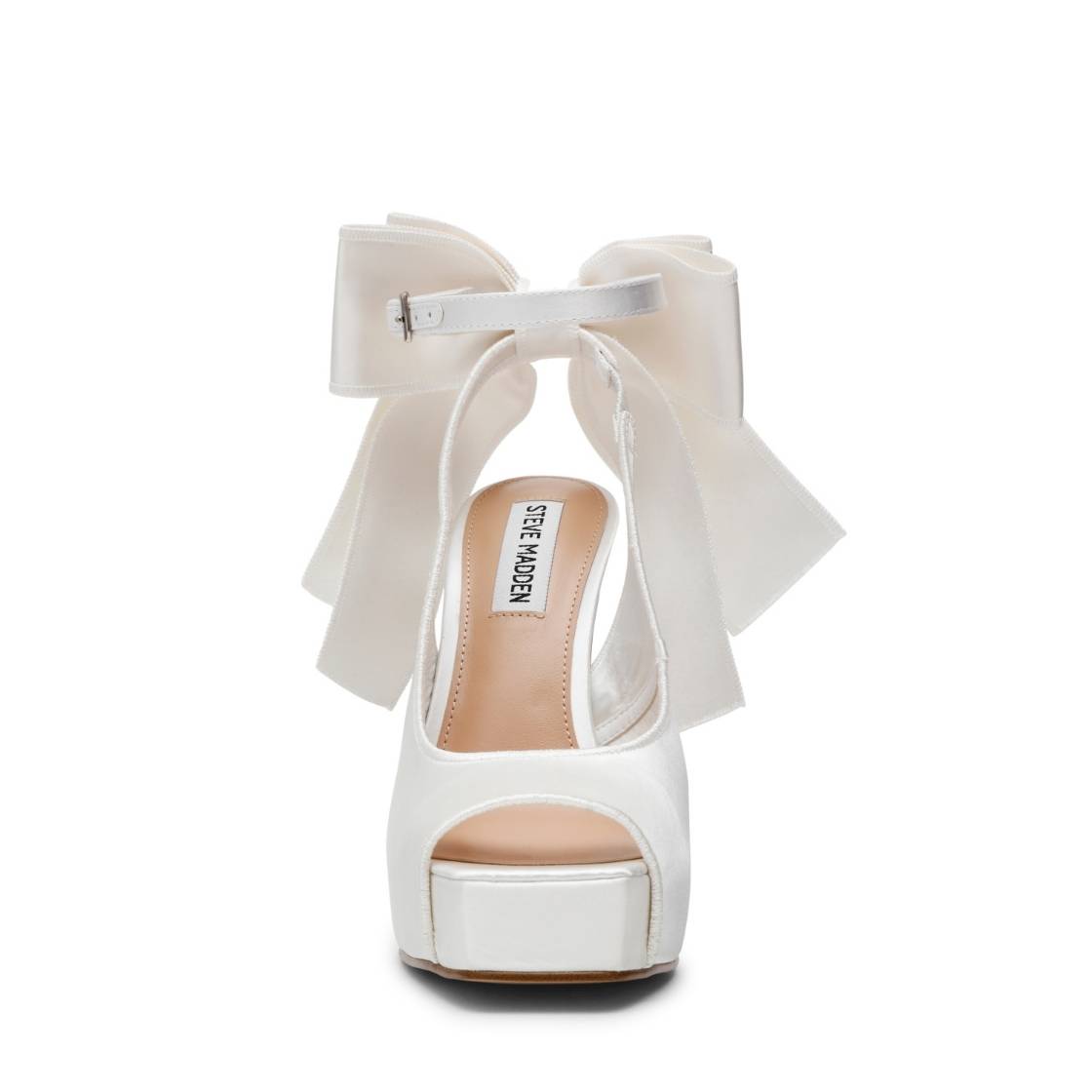 Sash Ivory Satin Sandalias de Tacon para Mujer