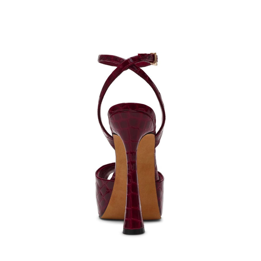 Sass Red Croco Tacones de Piel Rojos para Mujer