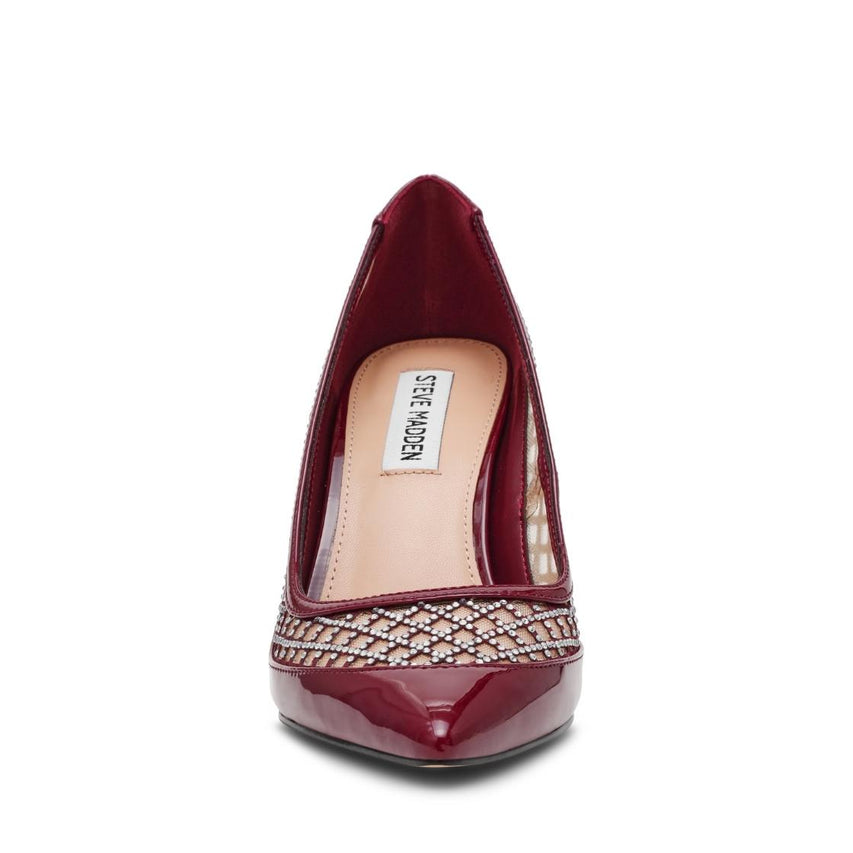 Saxxon Dark Cherry Patent Tacones de Malla para Mujer
