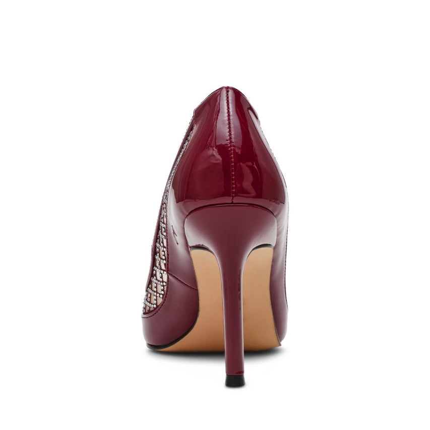 Saxxon Dark Cherry Patent Tacones de Malla Rojos para Mujer
