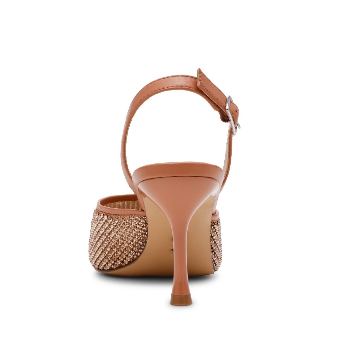Sensor Tan Tacones Cafés con Pedrería Para Mujer