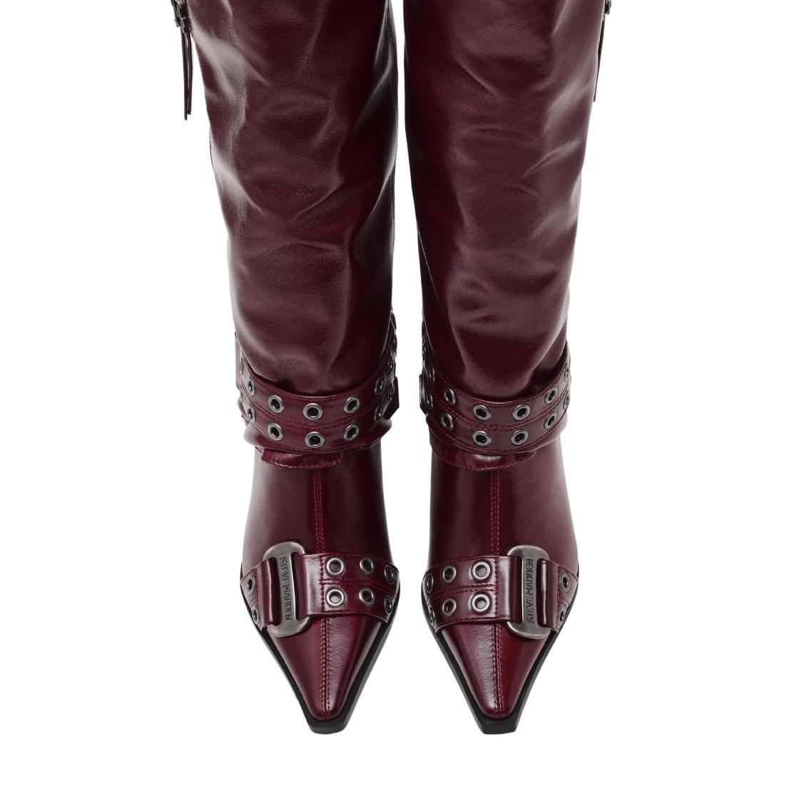 Showcaser Dark Cherry Crinkle Botas Largas para Mujer