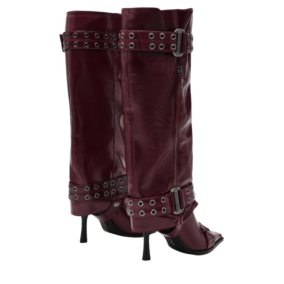 Showcaser Dark Cherry Crinkle Botas Largas Vino para Mujer