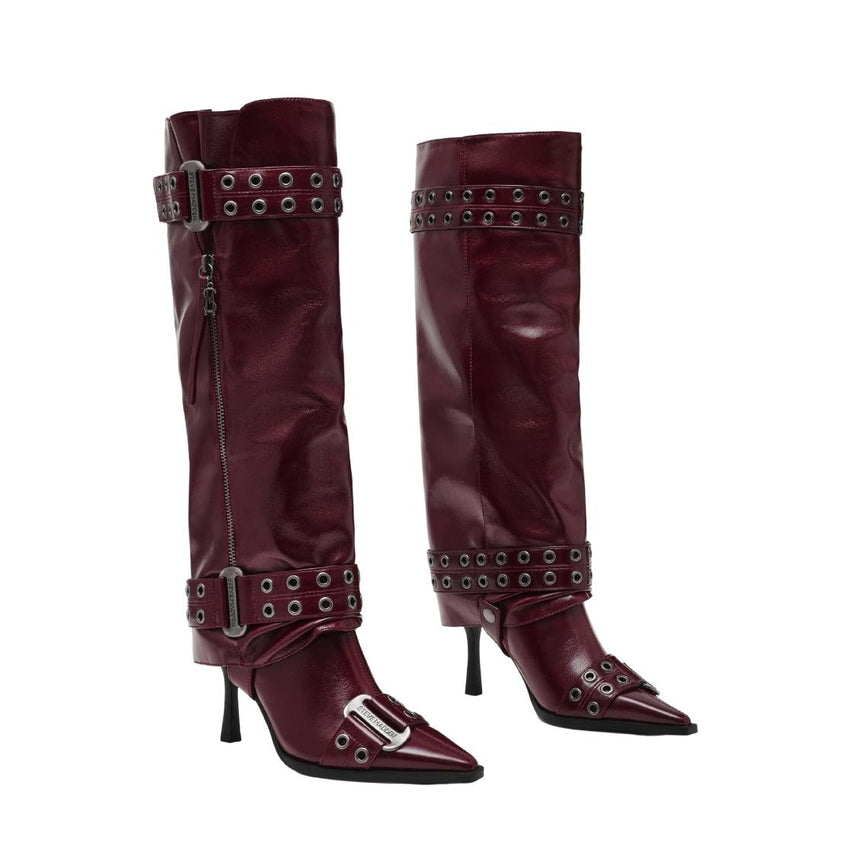 Showcaser Dark Cherry Crinkle Botas Largas Vino