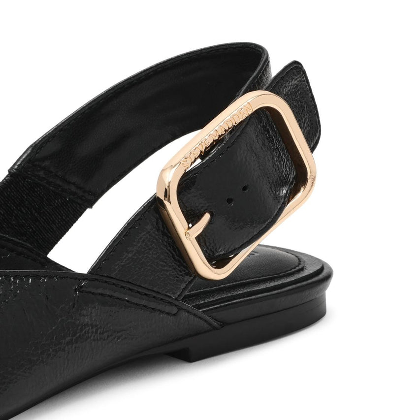 Sianna Black Leather Flats Negros de Piel