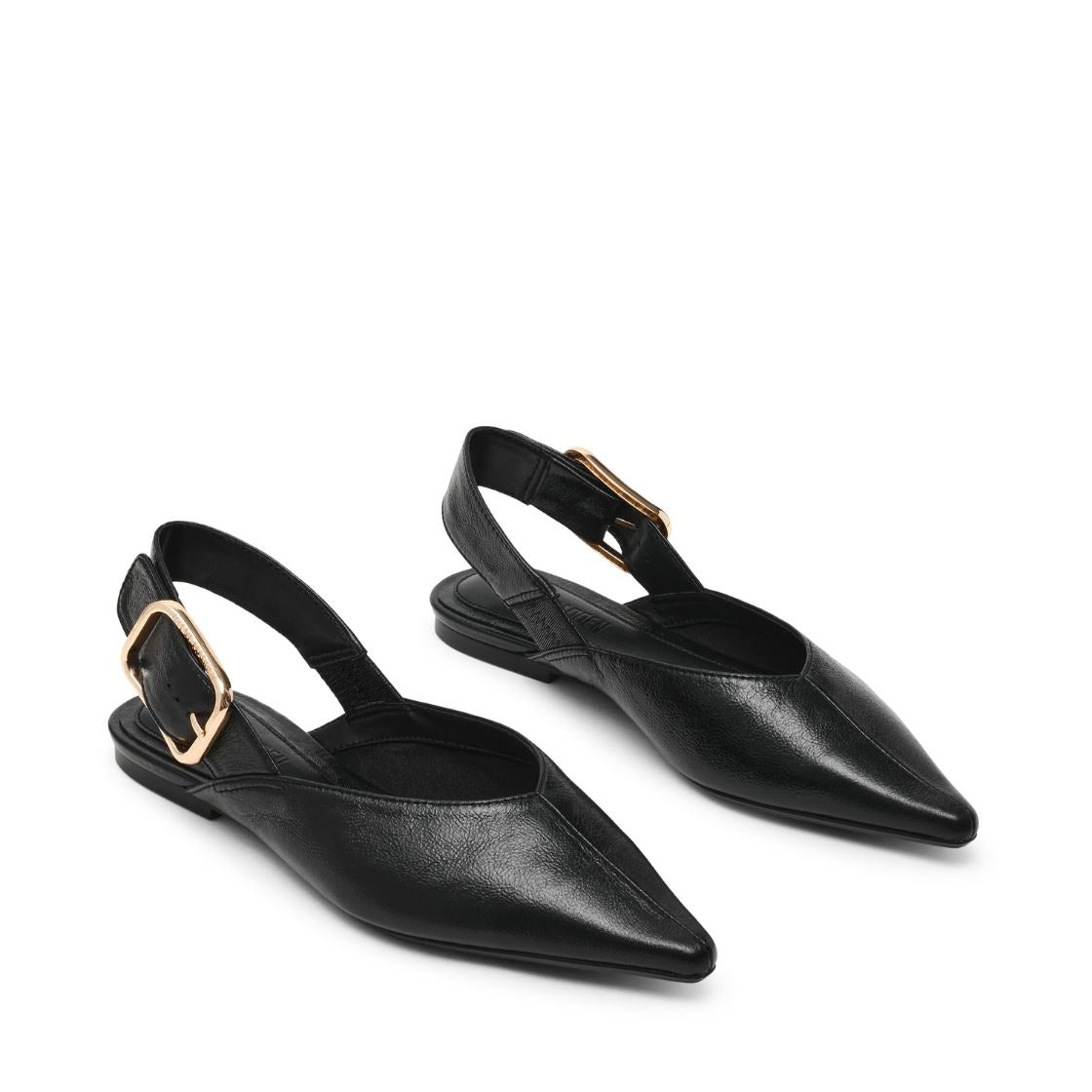 Sianna Black Leather Flats Negros