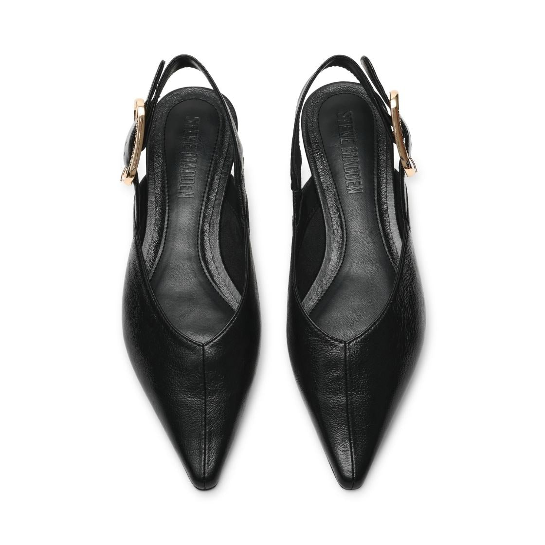 Sianna Black Leather Flats para Mujer