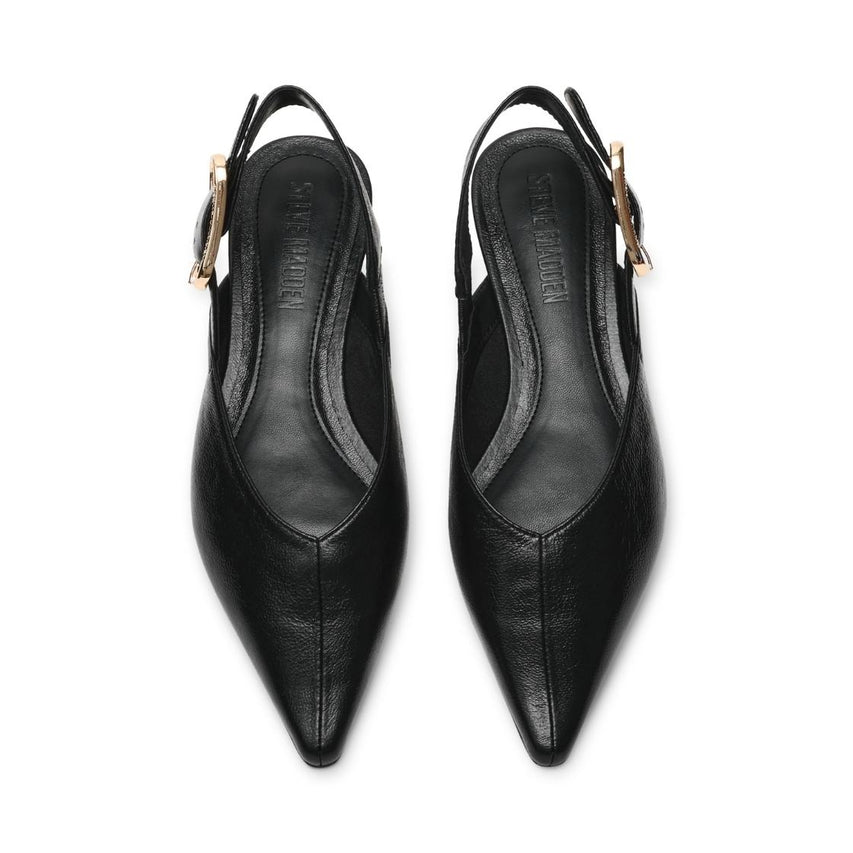 Sianna Black Leather Flats para Mujer