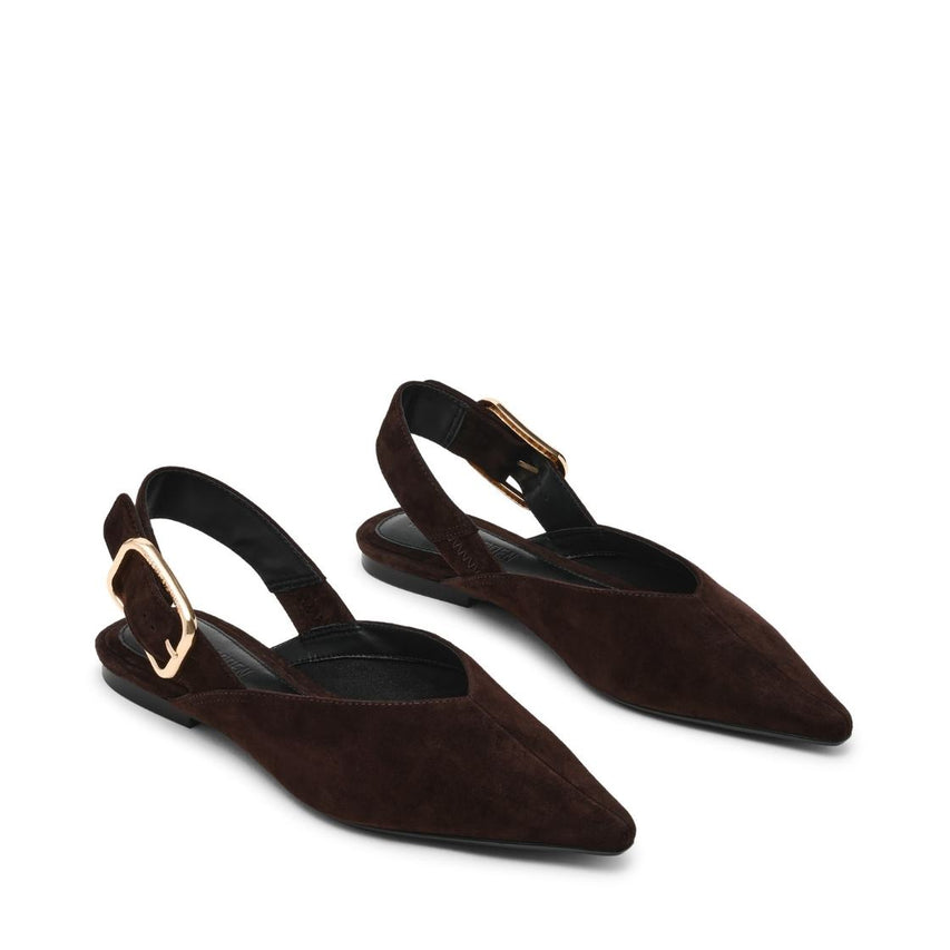 Sianna Brown Suede Flats Cafes