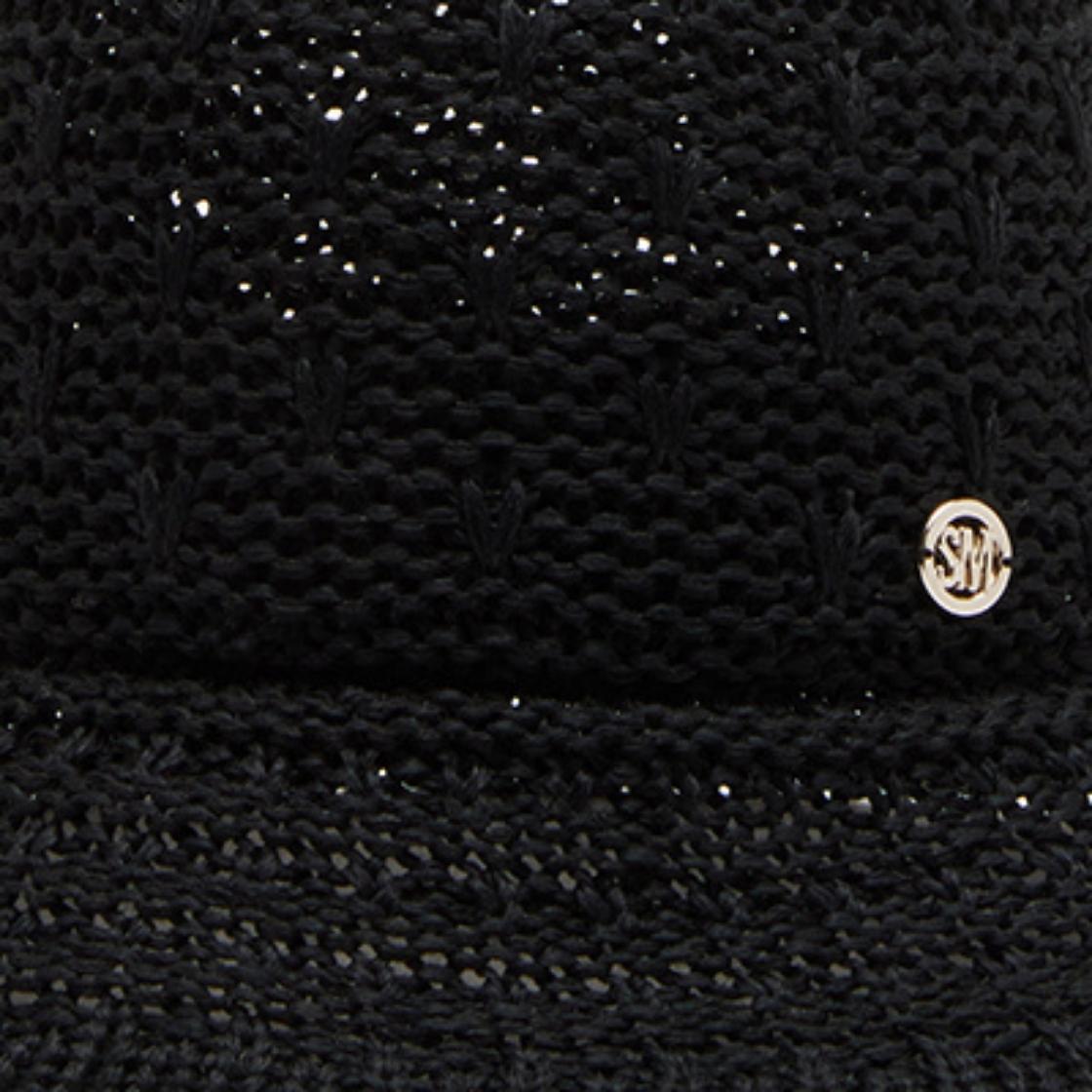 Sombrero Bucket Rafia Black Accesorio Negro Para Mujer Tejido