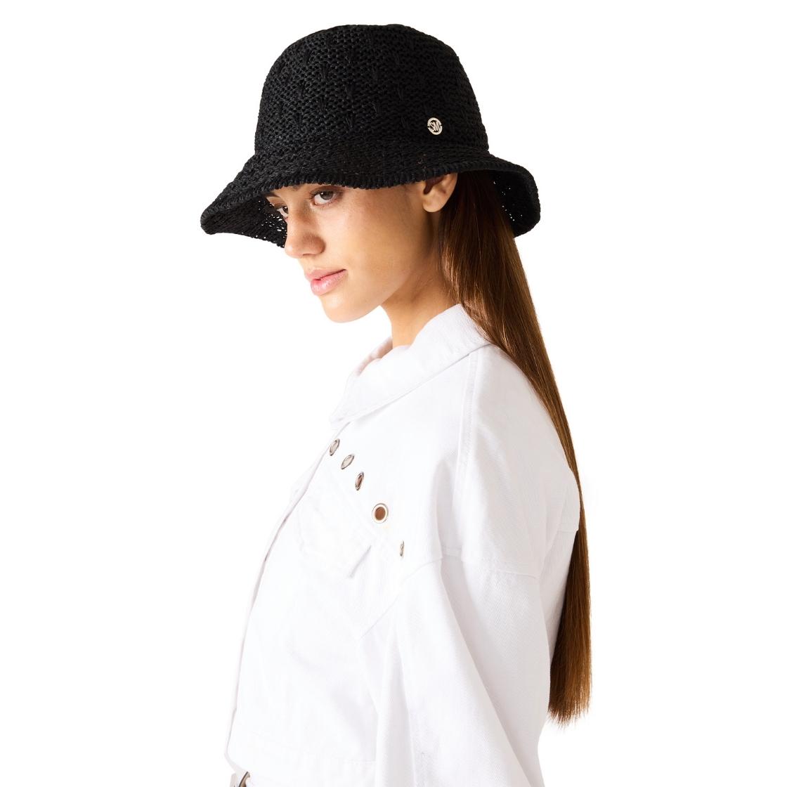 Sombrero Bucket Rafia Black Accesorio Negro