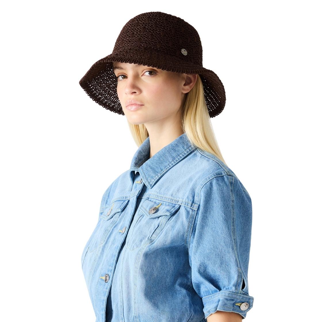 Sombrero Bucket Rafia Chocolate Accesorio Para Mujer