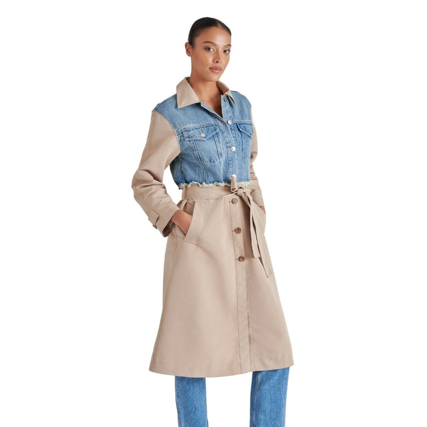 Soraya Coat Denim Multi Gabardina Beige con Mezclilla