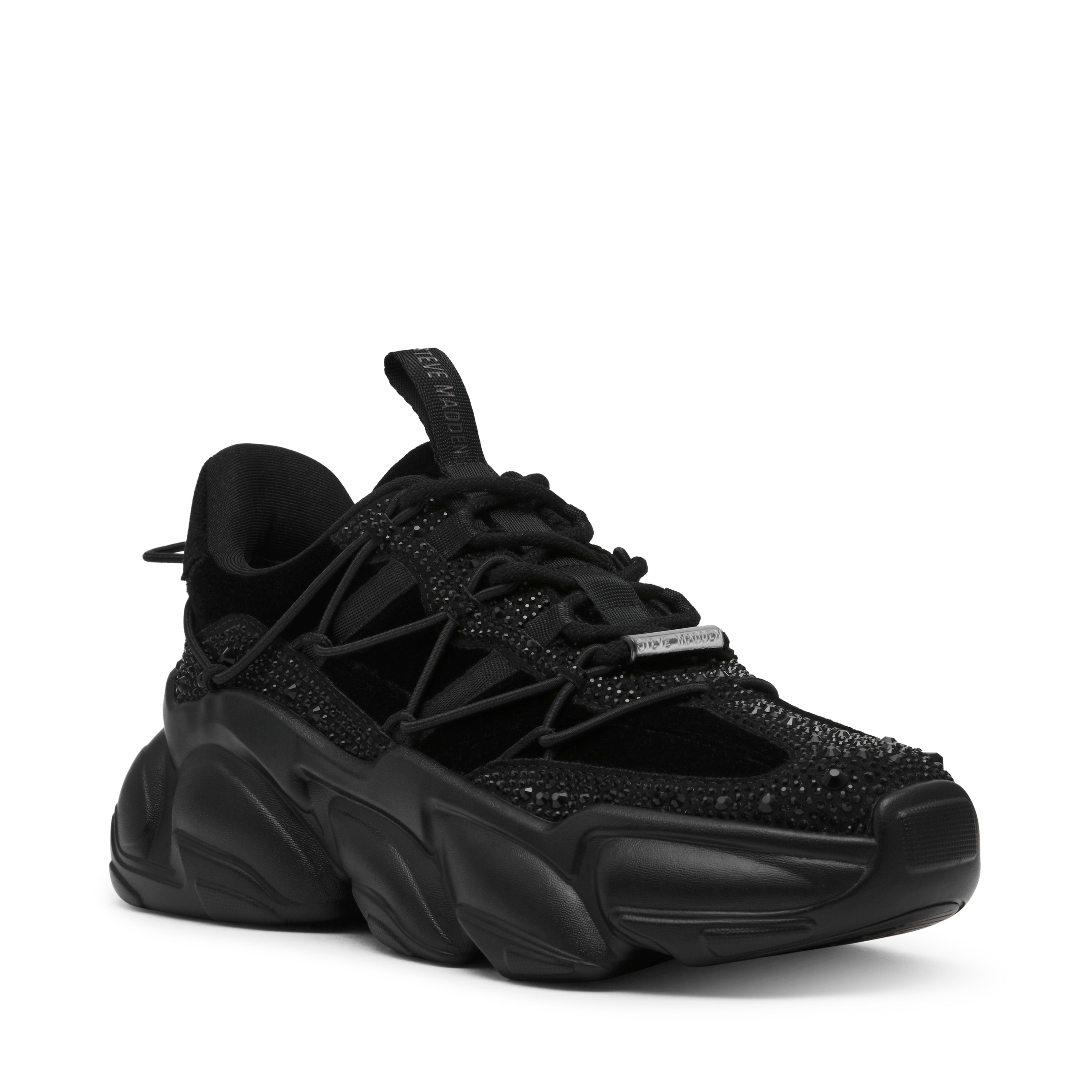 Spectator R Black Velvet Tenis con Brillos Negros