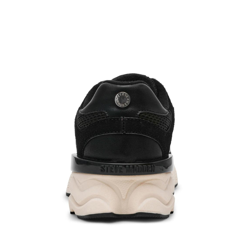 Speeder Black Leather Tenis Deportivos Negros Para Mujer