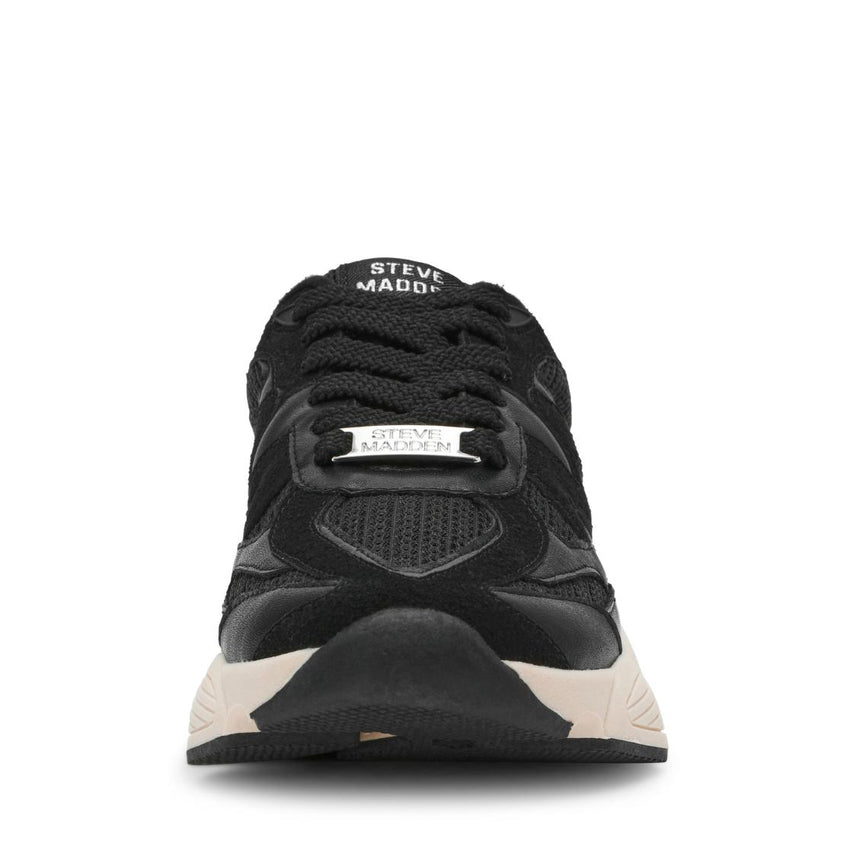 Speeder Black Leather Tenis Deportivos Para Mujer