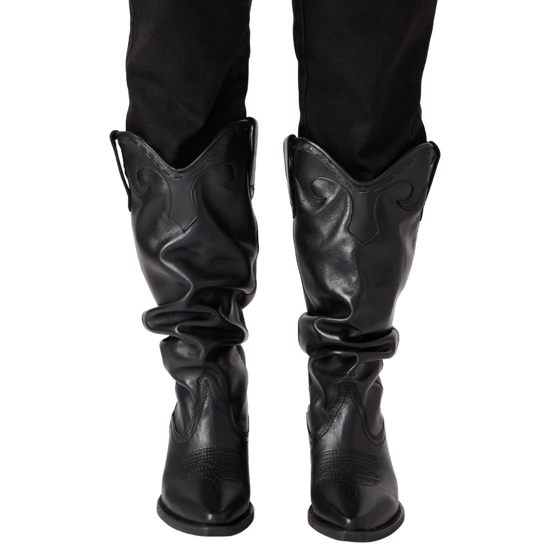 Stage Black Leather Botas Negras Para Mujer Cowboy